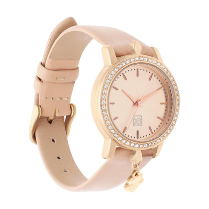 Reloj Cloe Análogo para Dama con Charm en Caja y Correa de Tactopiel OE2620