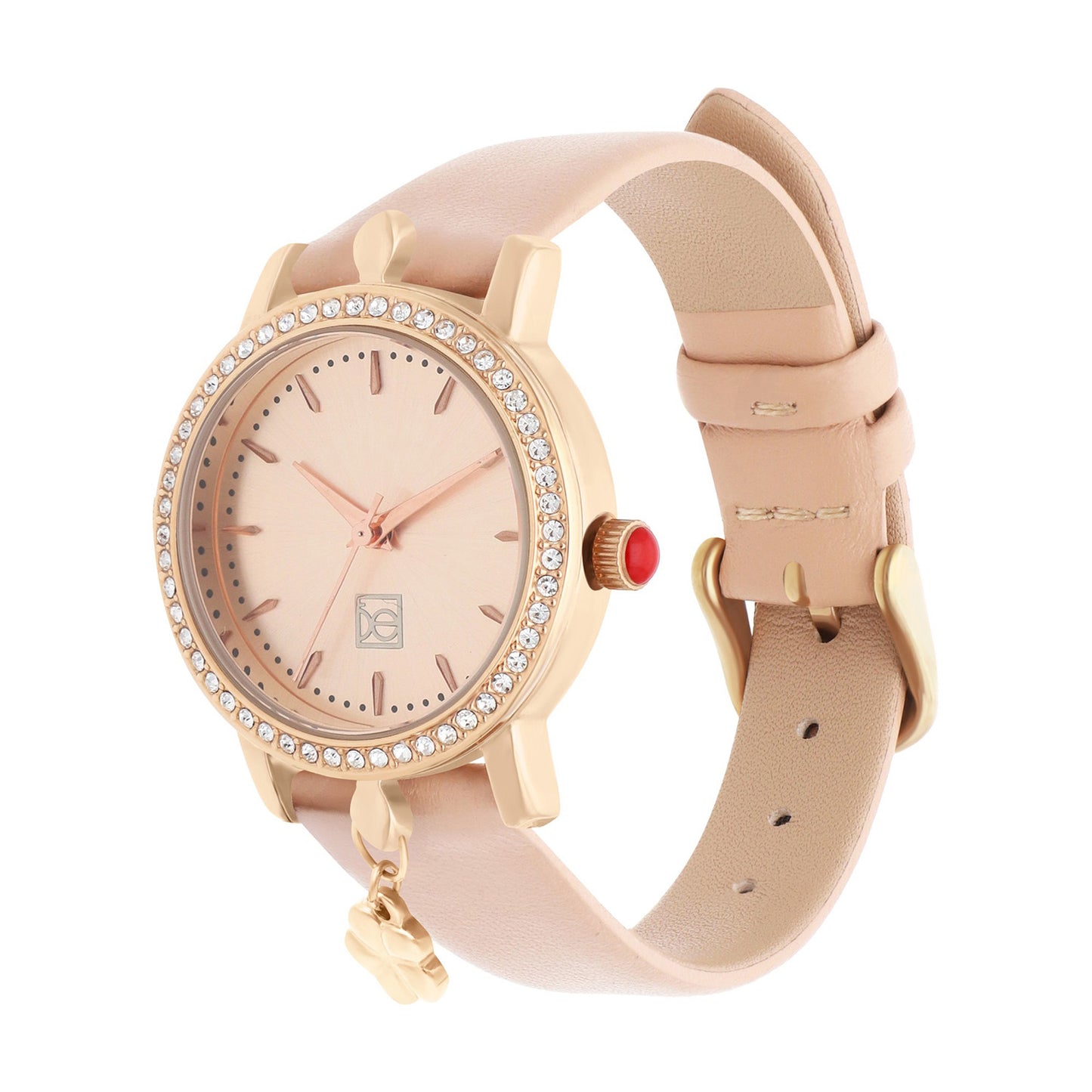 Reloj Cloe Análogo para Dama con Charm en Caja y Correa de Tactopiel OE2620