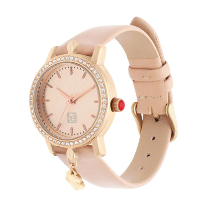 Reloj Cloe Análogo para Dama con Charm en Caja y Correa de Tactopiel OE2620