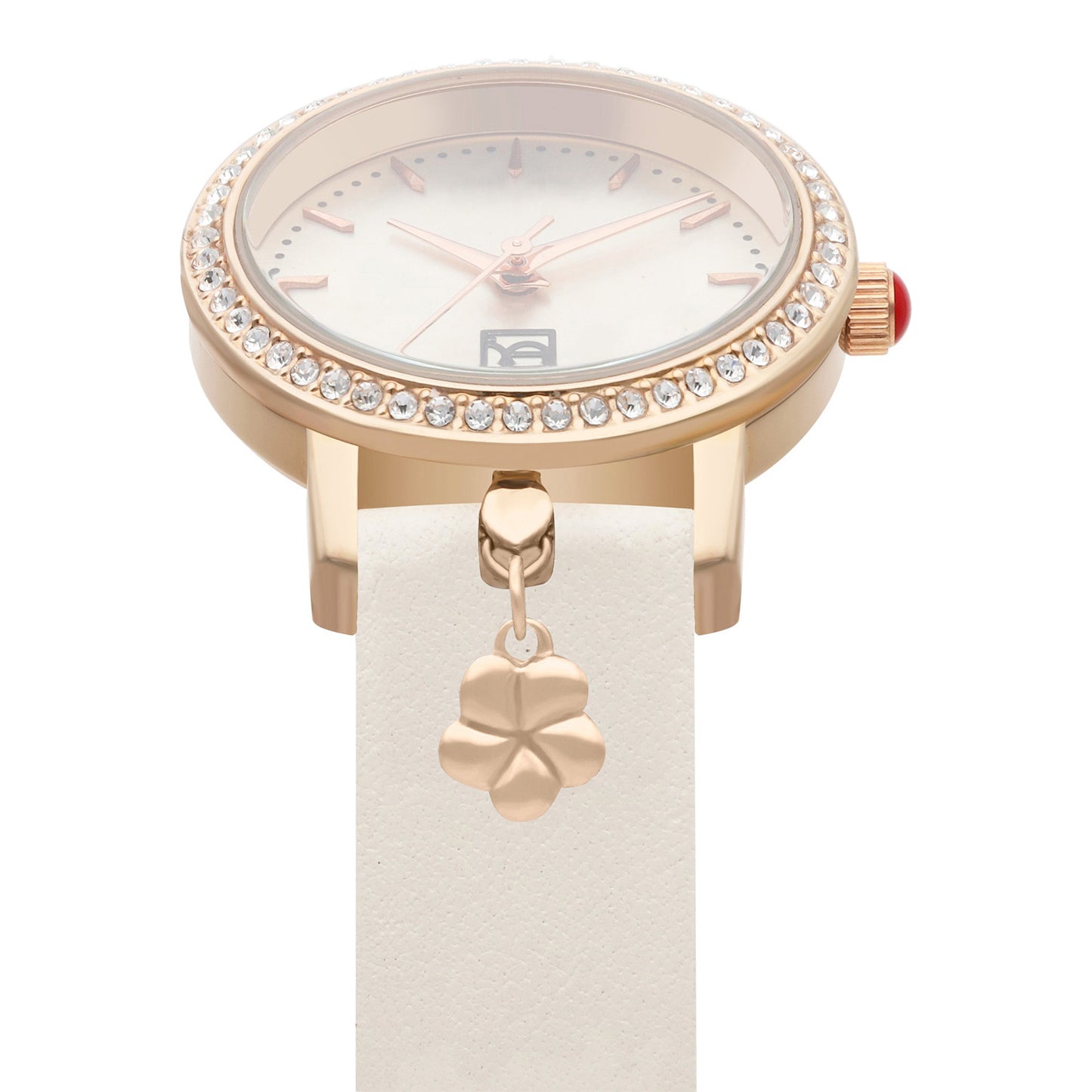 Reloj Cloe Análogo para Dama con Charm en Caja y Correa de Tactopiel OE2620