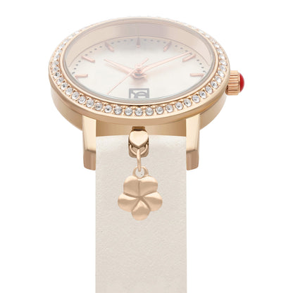 Reloj Cloe Análogo para Dama con Charm en Caja y Correa de Tactopiel OE2620