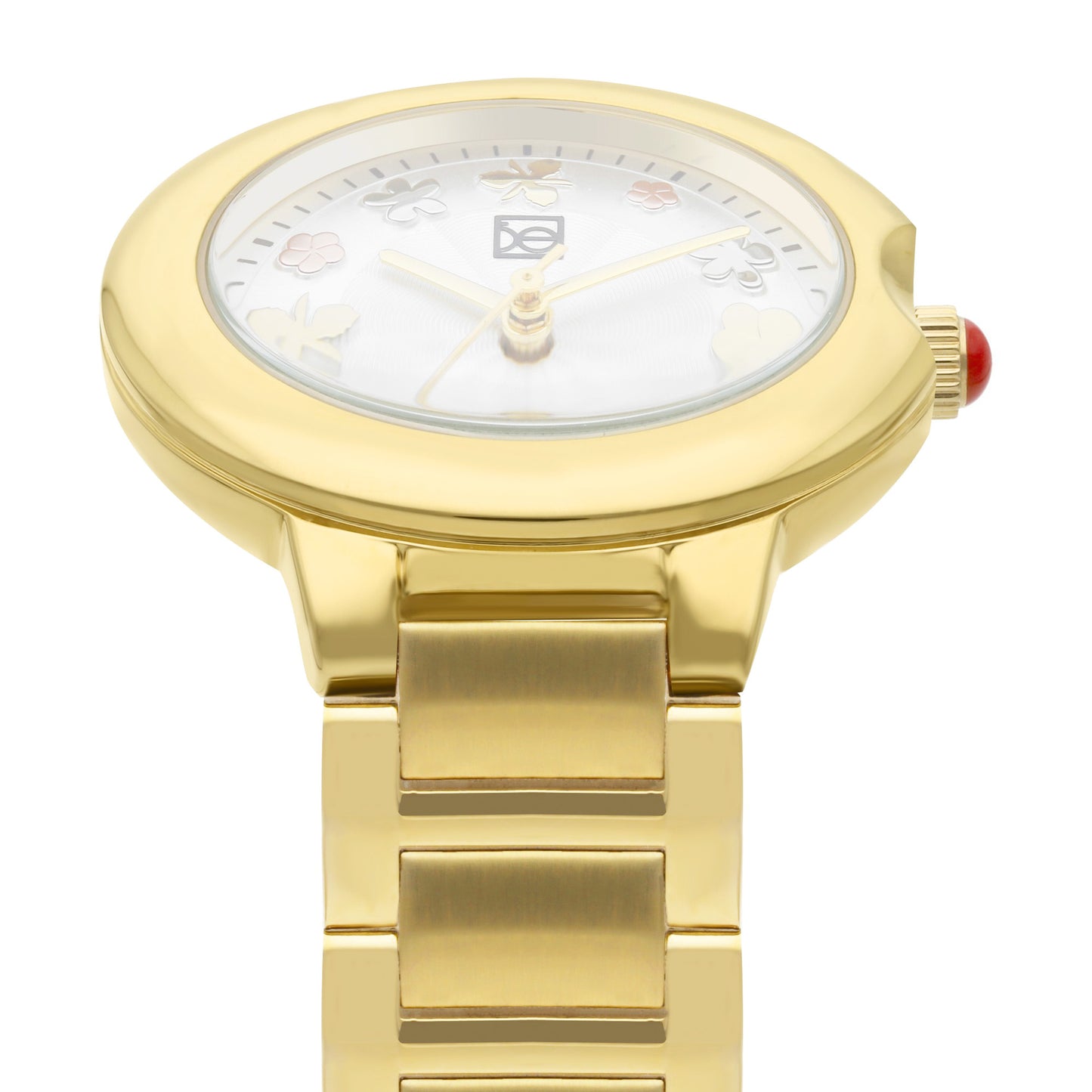 Reloj Cloe Análogo para Dama con Flores en Indicadores y Extensible de Acero Inoxidable OE2621
