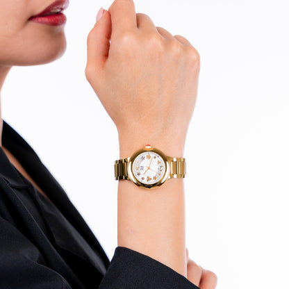 Reloj Cloe Análogo para Dama con Flores en Indicadores y Extensible de Acero Inoxidable OE2621