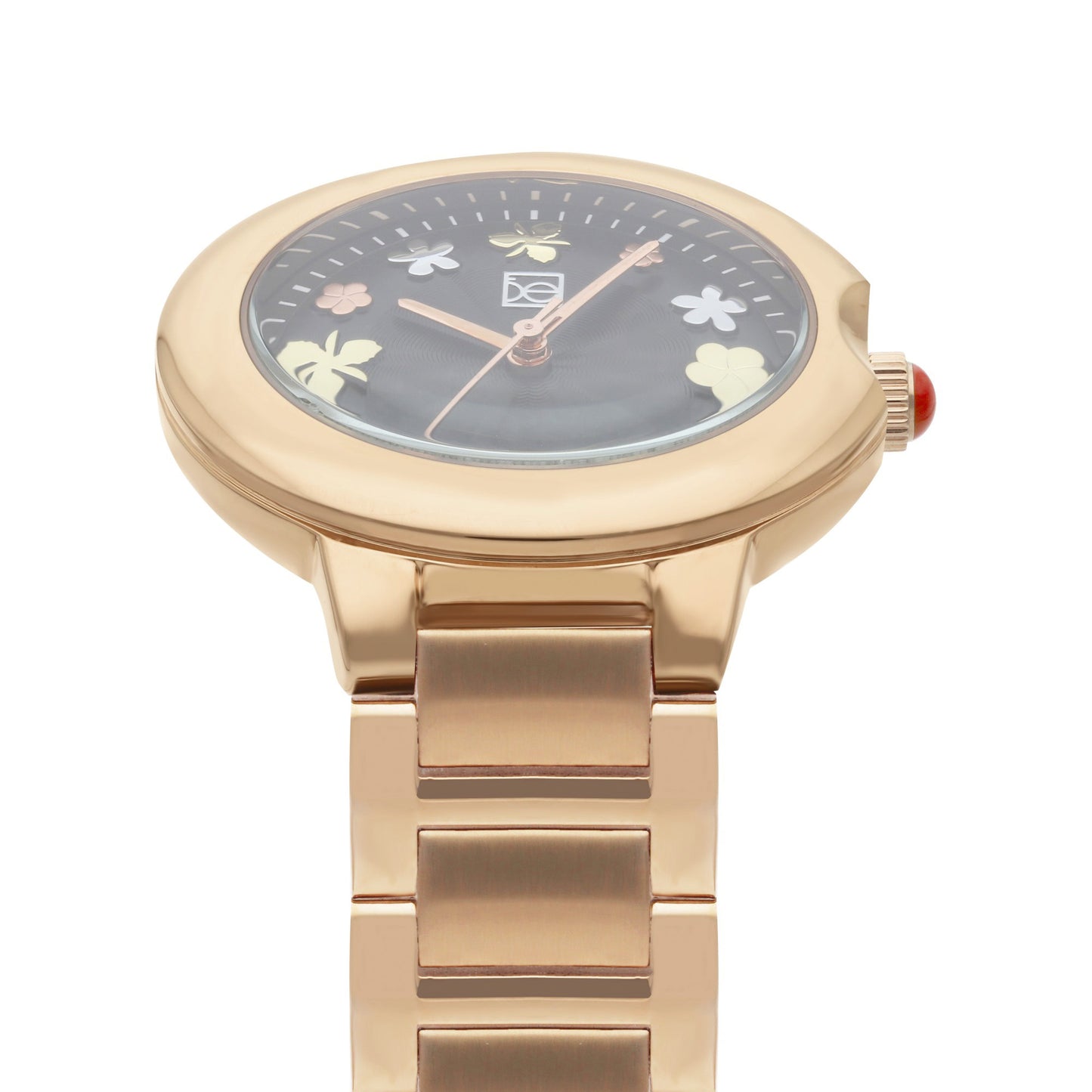 Reloj Cloe Análogo para Dama con Flores en Indicadores y Extensible de Acero Inoxidable OE2621