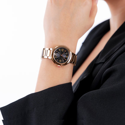 Reloj Cloe Análogo para Dama con Flores en Indicadores y Extensible de Acero Inoxidable OE2621