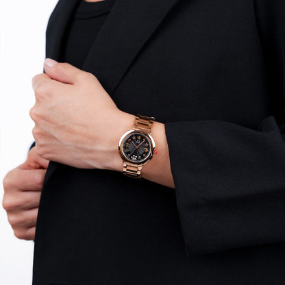 Reloj Cloe Análogo para Dama con Flores en Indicadores y Extensible de Acero Inoxidable OE2621