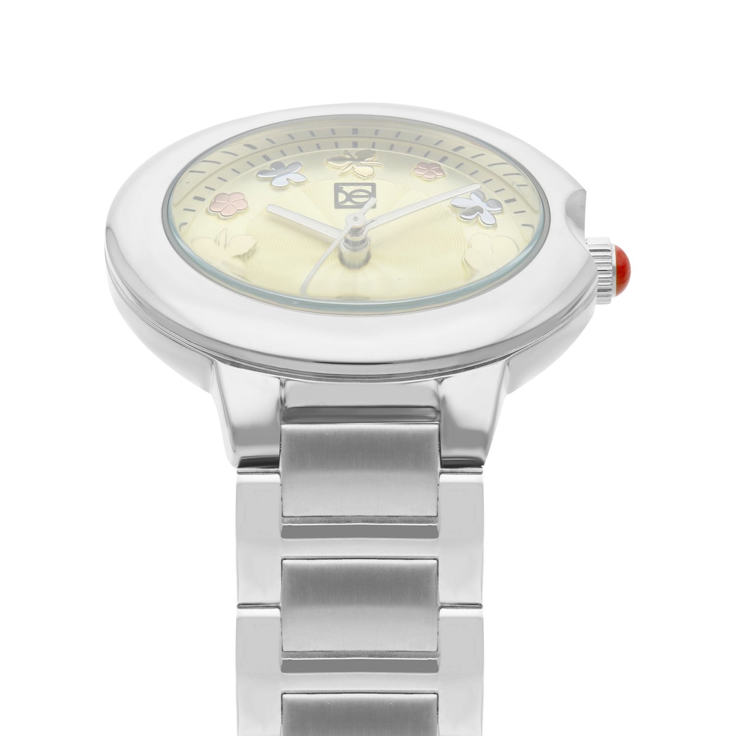 Reloj Cloe Análogo para Dama con Flores en Indicadores y Extensible de Acero Inoxidable OE2621