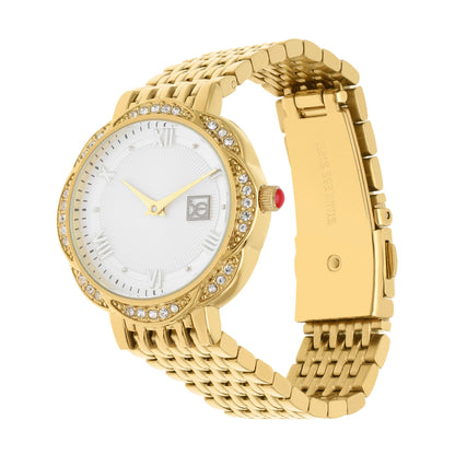 Reloj Cloe Análogo para Dama con Caja en Forma de Flor y Extensible de Acero Inoxidable OE2622