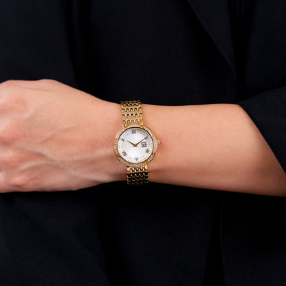 Reloj Cloe Análogo para Dama con Caja en Forma de Flor y Extensible de Acero Inoxidable OE2622