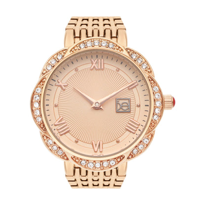 Reloj Cloe Análogo para Dama con Caja en Forma de Flor y Extensible de Acero Inoxidable OE2622