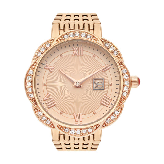 Reloj Cloe Análogo para Dama con Caja en Forma de Flor y Extensible de Acero Inoxidable