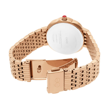 Reloj Cloe Análogo para Dama con Caja en Forma de Flor y Extensible de Acero Inoxidable OE2622