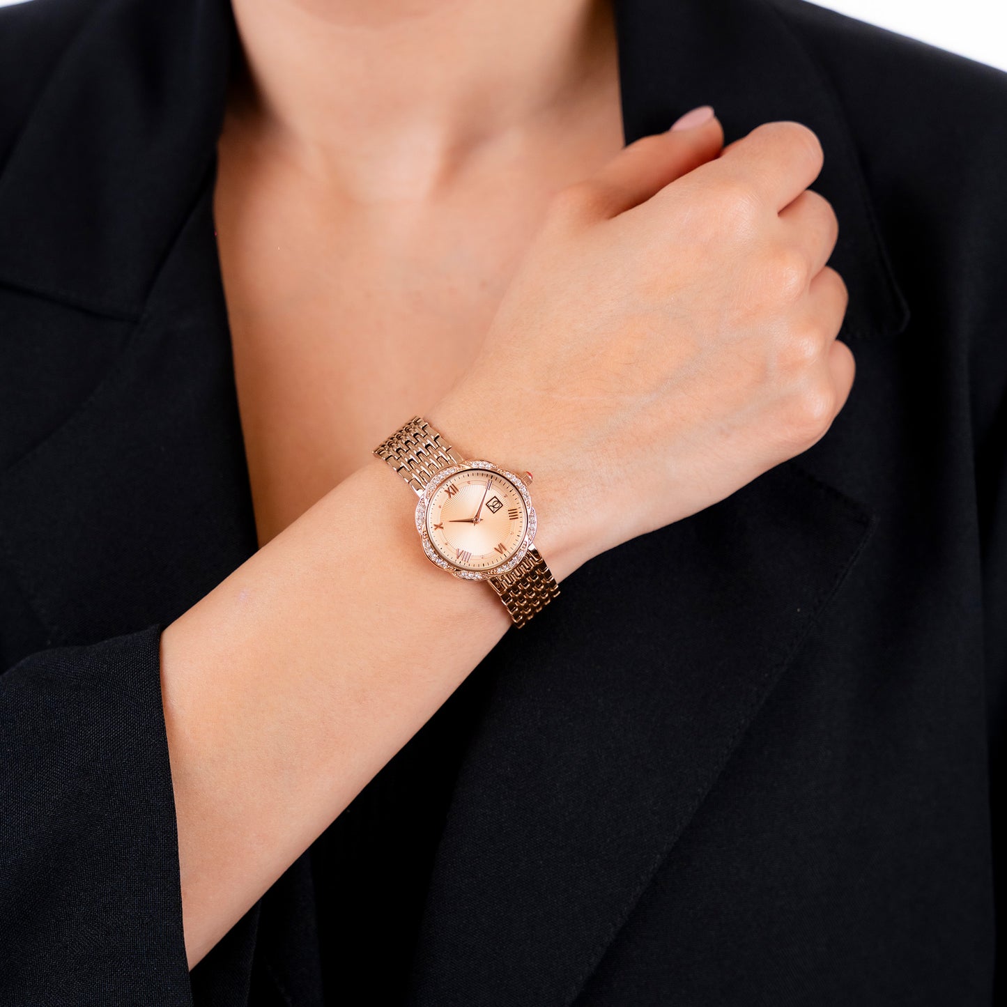 Reloj Cloe Análogo para Dama con Caja en Forma de Flor y Extensible de Acero Inoxidable OE2622