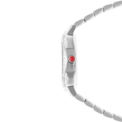 Reloj Cloe Análogo para Dama con Caja en Forma de Flor y Extensible de Acero Inoxidable OE2622