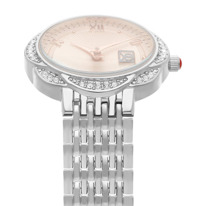 Reloj Cloe Análogo para Dama con Caja en Forma de Flor y Extensible de Acero Inoxidable OE2622