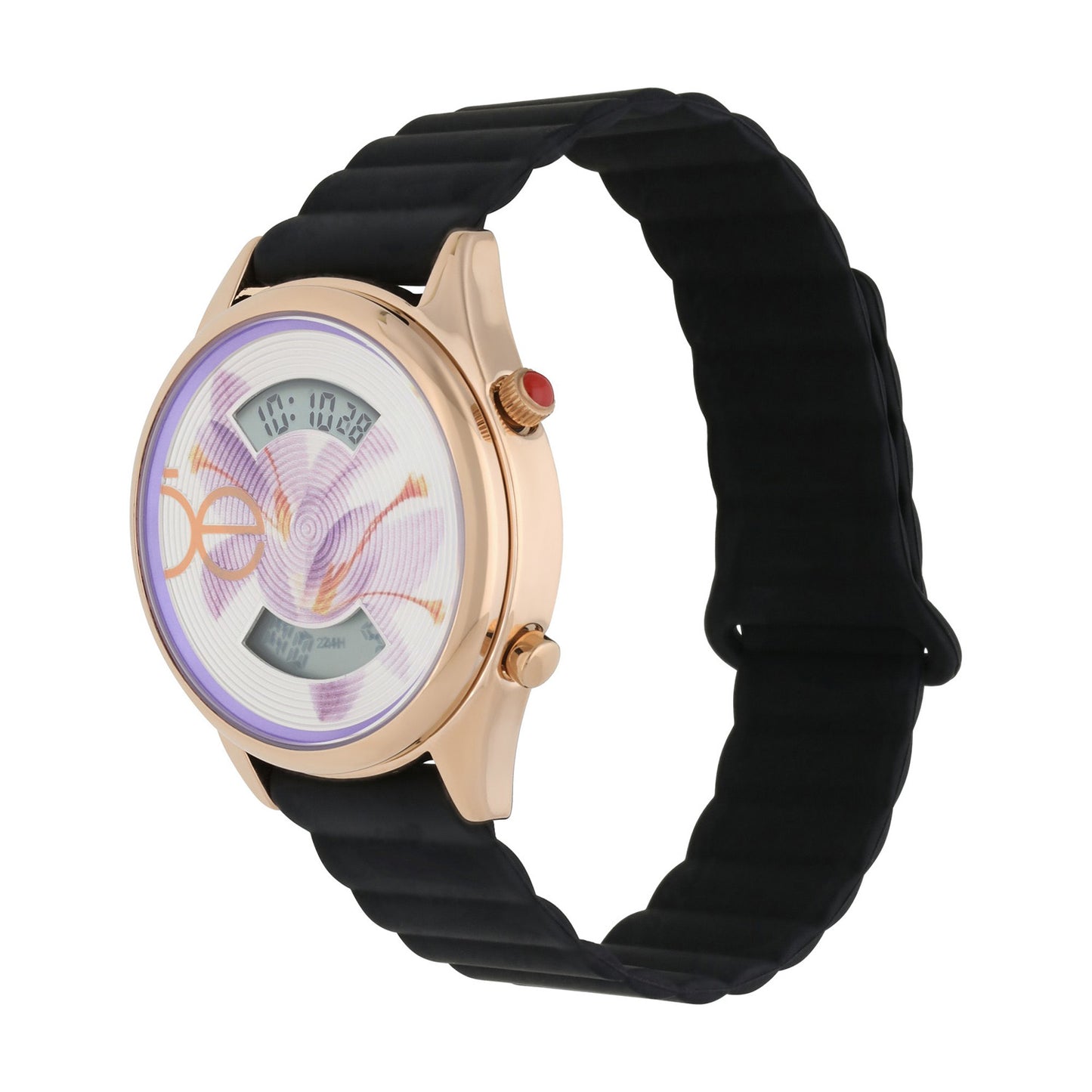 Reloj Cloe Digital para Dama con Diseño de Flor en Carátula y Correa de Silicón OE2623