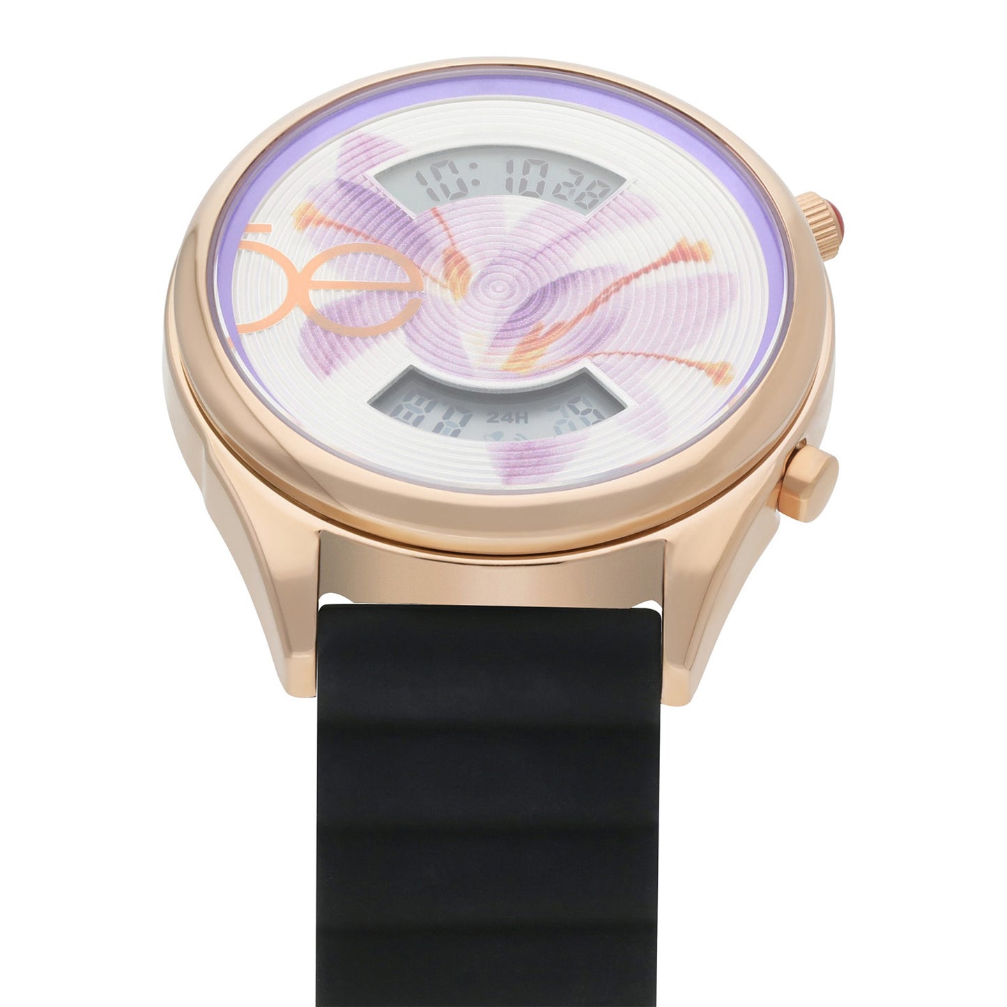 Reloj Cloe Digital para Dama con Diseño de Flor en Carátula y Correa de Silicón OE2623