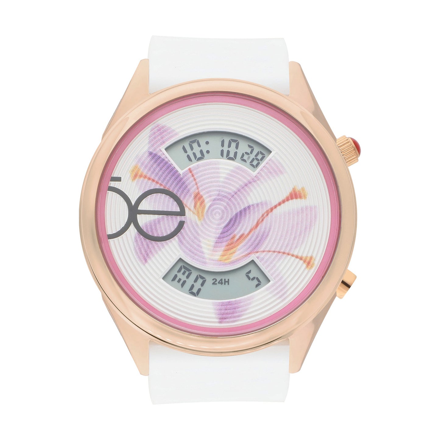 Reloj Cloe Digital para Dama con Diseño de Flor en Carátula y Correa de Silicón OE2623