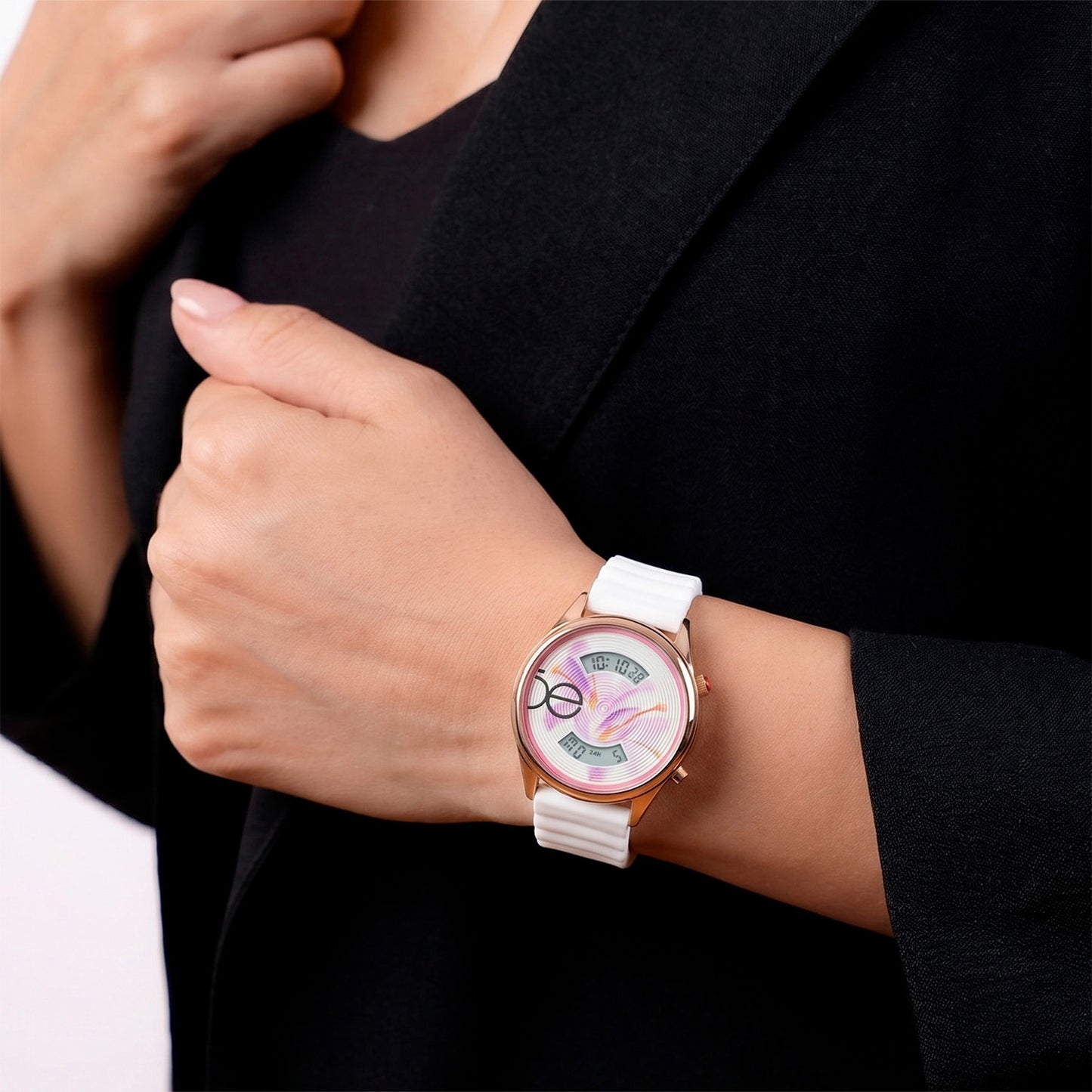 Reloj Cloe Digital para Dama con Diseño de Flor en Carátula y Correa de Silicón OE2623