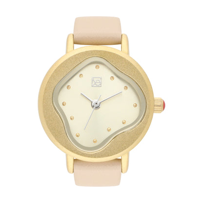 Reloj Cloe Análogo para Dama con Carátula Irregular y Correa de Tactopiel