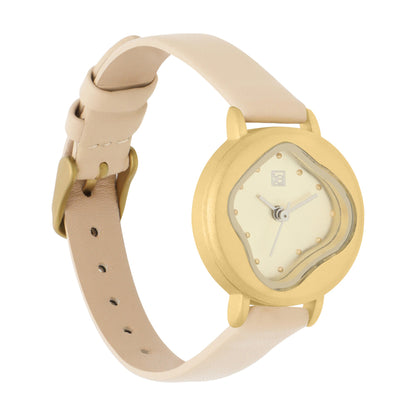 Reloj Cloe Análogo para Dama con Carátula Irregular y Correa de Tactopiel