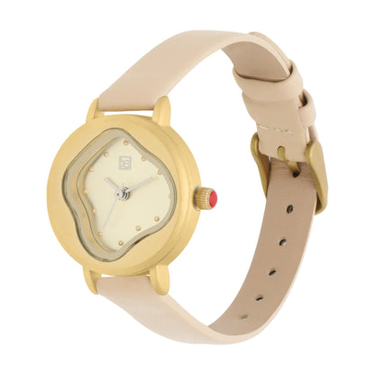 Reloj Cloe Análogo para Dama con Carátula Irregular y Correa de Tactopiel