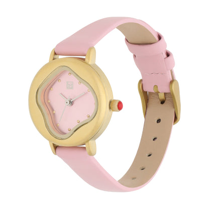 Reloj Cloe Análogo para Dama con Carátula Irregular y Correa de Tactopiel