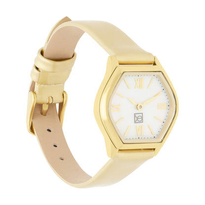 Reloj Cloe Análogo para Dama con Carátula Hexagonal y Correa de Tactopiel OE2626