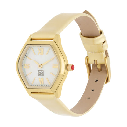 Reloj Cloe Análogo para Dama con Carátula Hexagonal y Correa de Tactopiel OE2626