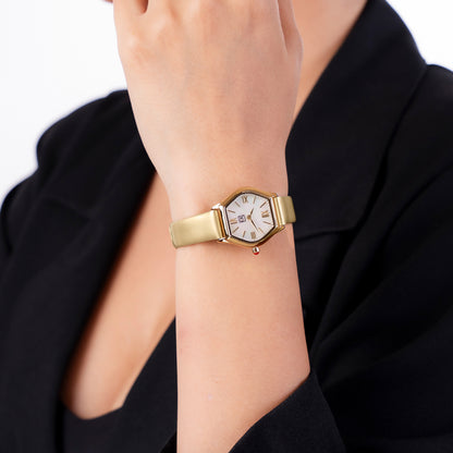 Reloj Cloe Análogo para Dama con Carátula Hexagonal y Correa de Tactopiel OE2626