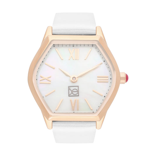 Reloj Cloe Análogo para Dama con Carátula Hexagonal y Correa de Tactopiel