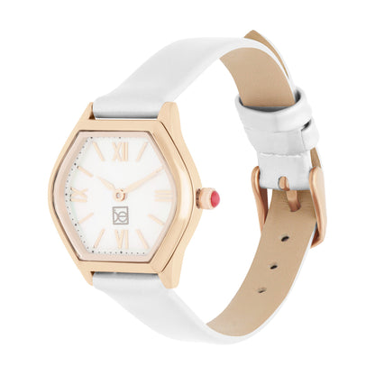 Reloj Cloe Análogo para Dama con Carátula Hexagonal y Correa de Tactopiel OE2626