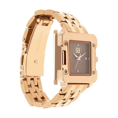 Reloj Cloe Análogo para Dama con Caja Estilo Relicario y Extensible de Acero Inoxidable OE2628