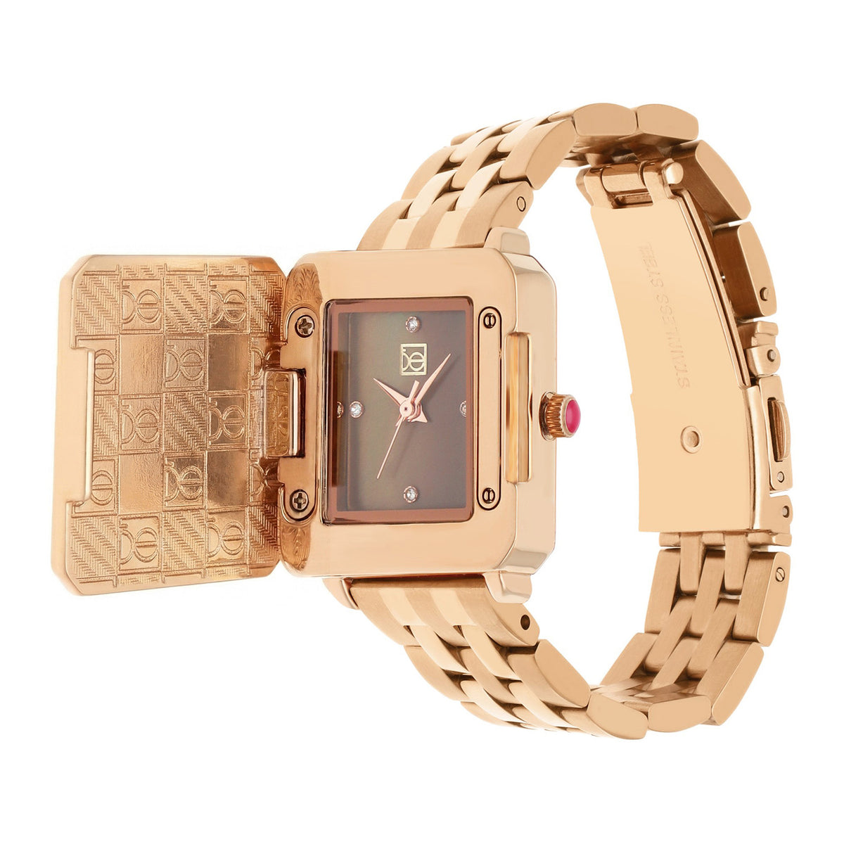 Reloj Cloe Análogo para Dama con Caja Estilo Relicario y Extensible de Acero Inoxidable OE2628