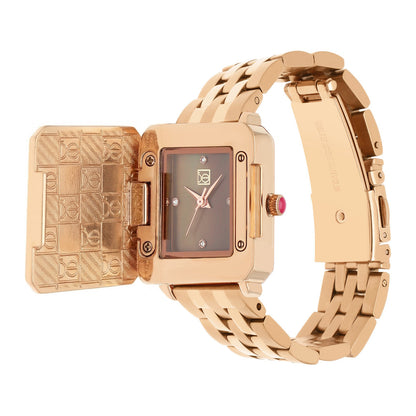 Reloj Cloe Análogo para Dama con Caja Estilo Relicario y Extensible de Acero Inoxidable OE2628