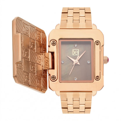 Reloj Cloe Análogo para Dama con Caja Estilo Relicario y Extensible de Acero Inoxidable OE2628