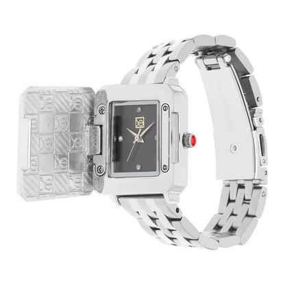 Reloj Cloe Análogo para Dama con Caja Estilo Relicario y Extensible de Acero Inoxidable OE2628