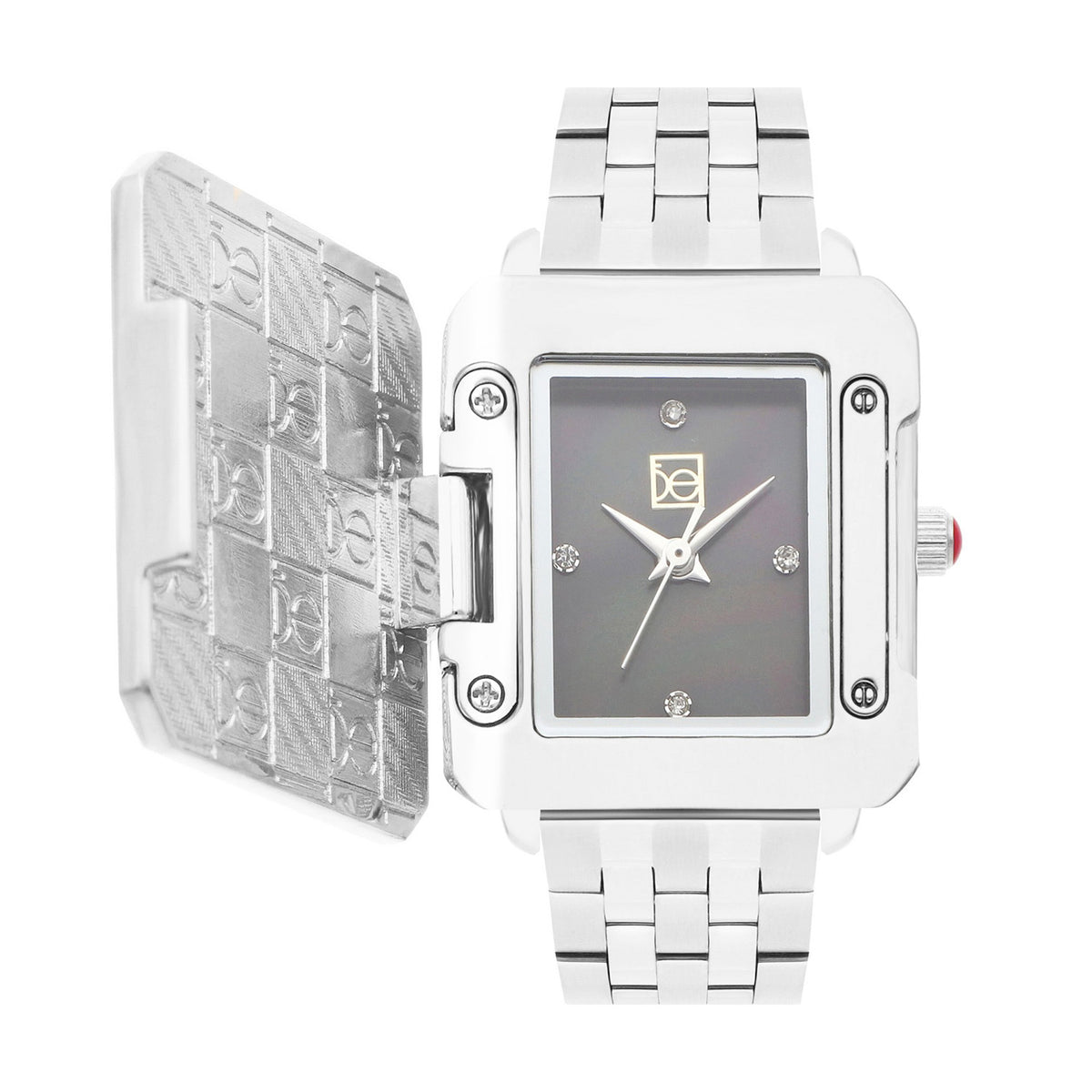 Reloj Cloe Análogo para Dama con Caja Estilo Relicario y Extensible de Acero Inoxidable OE2628