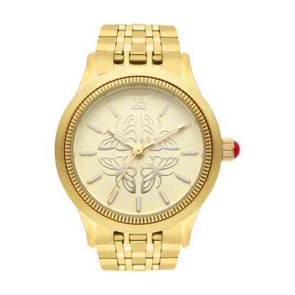 Reloj Cloe Análogo para Dama con Carátula con Diseño de Mariposas y Extensible de Acero Inoxidable OE2629