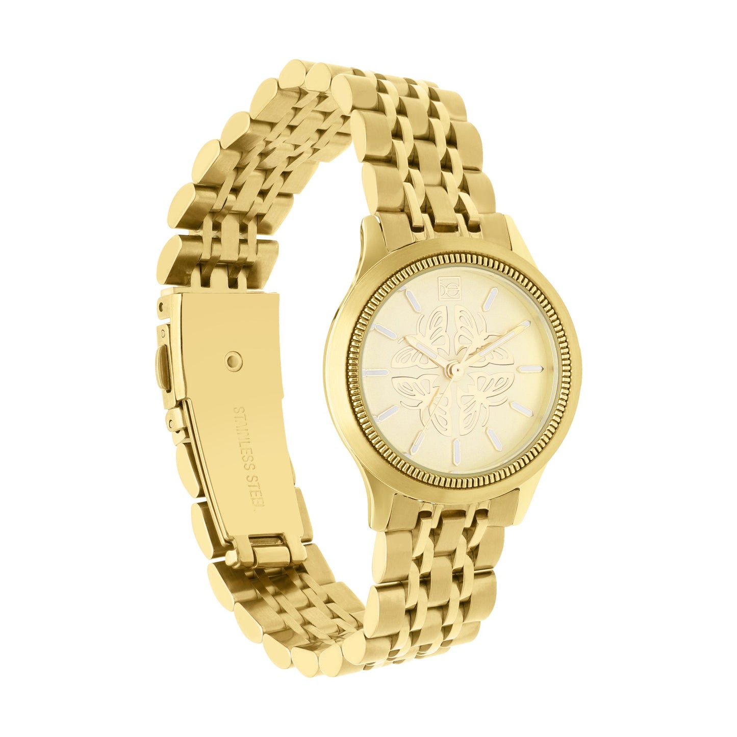 Reloj Cloe Análogo para Dama con Carátula con Diseño de Mariposas y Extensible de Acero Inoxidable OE2629
