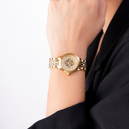 Reloj Cloe Análogo para Dama con Carátula con Diseño de Mariposas y Extensible de Acero Inoxidable OE2629