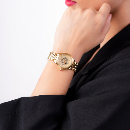 Reloj Cloe Análogo para Dama con Carátula con Diseño de Mariposas y Extensible de Acero Inoxidable OE2629