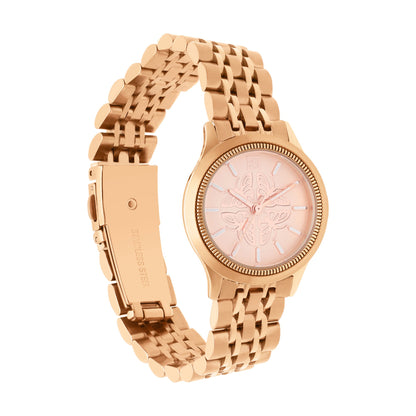 Reloj Cloe Análogo para Dama con Carátula con Diseño de Mariposas y Extensible de Acero Inoxidable OE2629