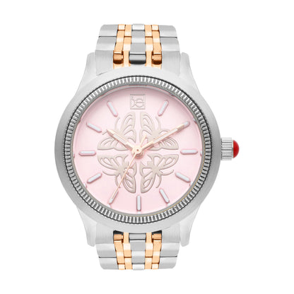 Reloj Cloe Análogo para Dama con Carátula con Diseño de Mariposas y Extensible de Acero Inoxidable OE2629