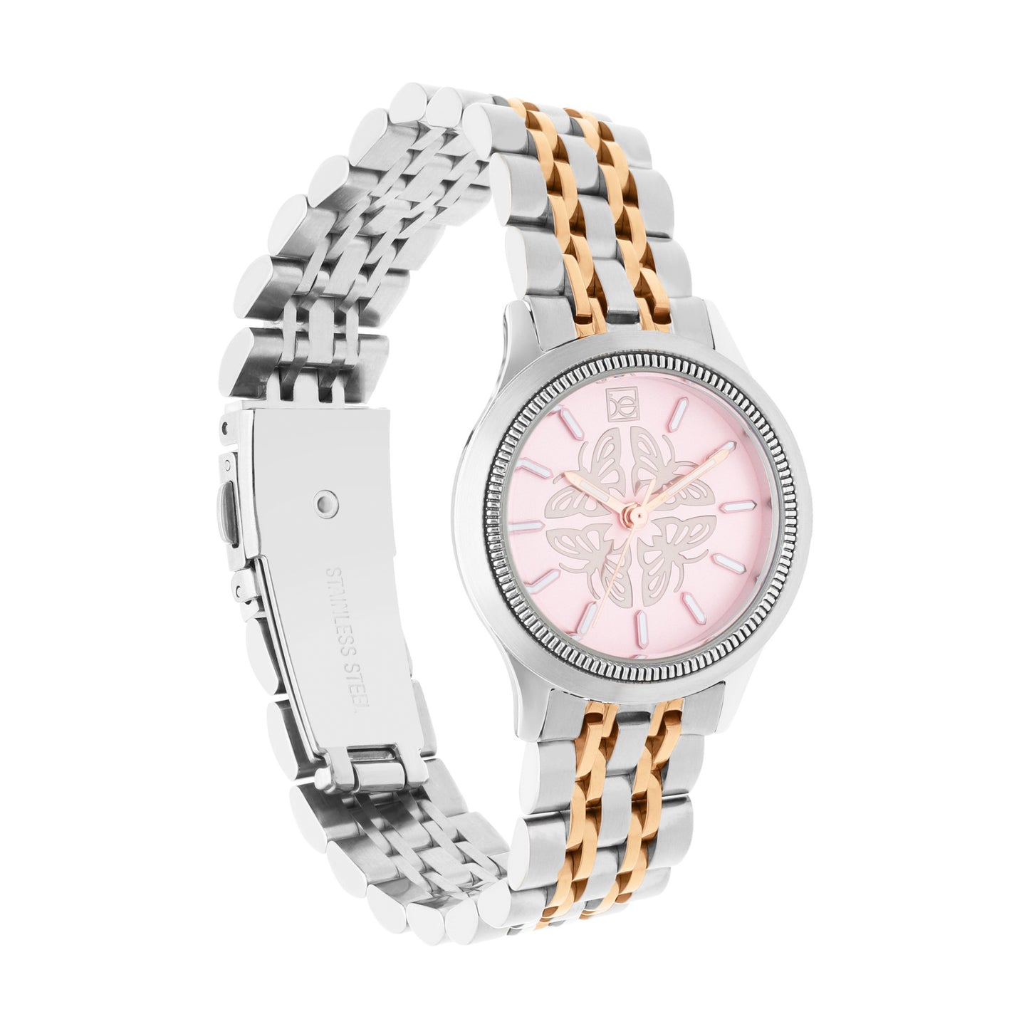 Reloj Cloe Análogo para Dama con Carátula con Diseño de Mariposas y Extensible de Acero Inoxidable OE2629