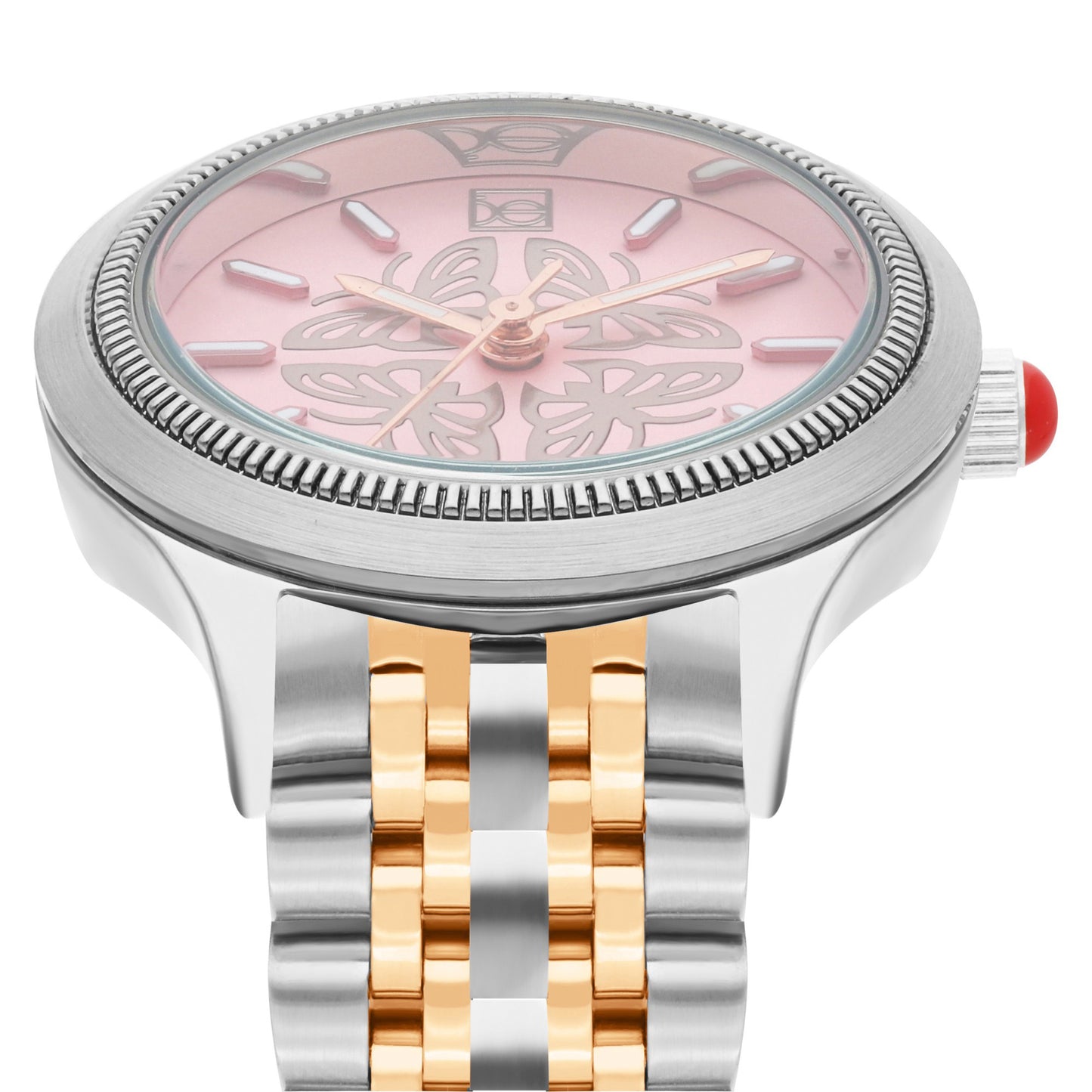 Reloj Cloe Análogo para Dama con Carátula con Diseño de Mariposas y Extensible de Acero Inoxidable OE2629