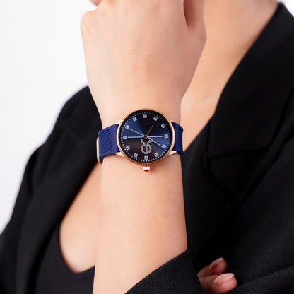 Reloj Cloe Análogo para Dama con Indicadores con elemental y Correa de Silicón OE2630