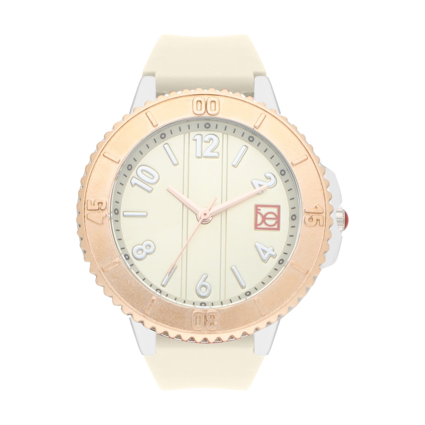 Reloj Cloe Análogo para Dama con Bisel con Simulador y Correa de Silicón