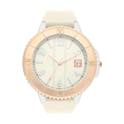 Reloj Cloe Análogo para Dama con Bisel con Simulador y Correa de Silicón