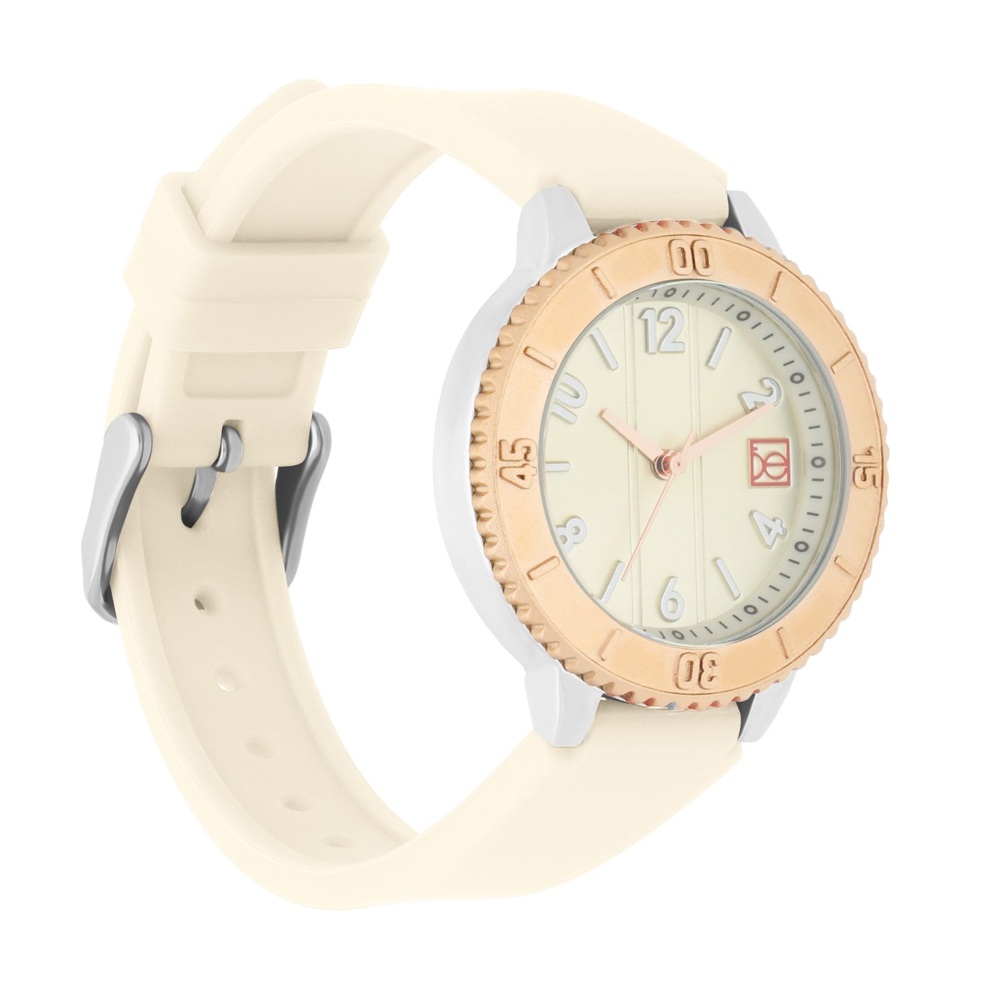 Reloj Cloe Análogo para Dama con Bisel con Simulador y Correa de Silicón